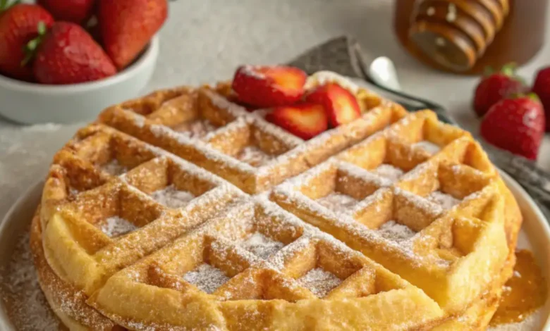 Gaufre recette grand-mère dorée et croustillante accompagnée de fruits frais