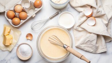 Crêpes dorées sur une assiette, prêtes à déguster.